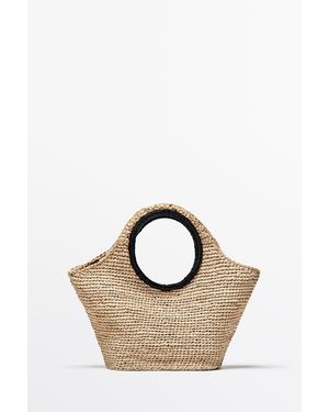 MASSIMO DUTTI 100% Raffia Mini Crescent Bag - Natural