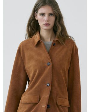 MASSIMO DUTTI Suede Leather Jacket - Brown