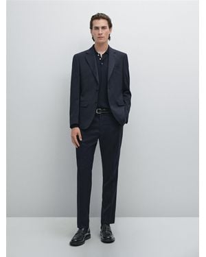 MASSIMO DUTTI Houndstooth Suit Blazer - Blue