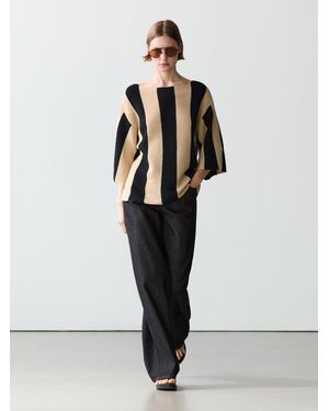 MASSIMO DUTTI Striped Cotton Blend Knit Jumper - White