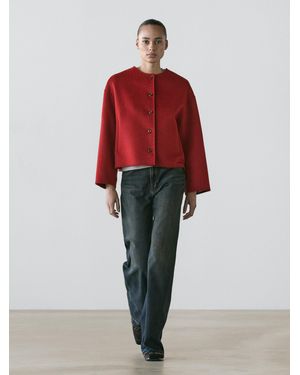 MASSIMO DUTTI Wool Blend Jacket With Seams - Red