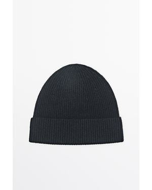 MASSIMO DUTTI 100% Cashmere Knit Beanie - Blue