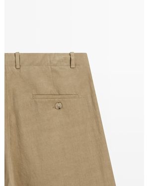 MASSIMO DUTTI Bermuda Shorts With Crossover Closure - Natural