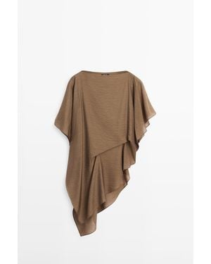 MASSIMO DUTTI Soepelvallende Asymmetrische Blouse - Naturel
