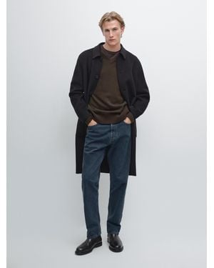 MASSIMO DUTTI Abrigo Largo 100% Cashmere - Azul