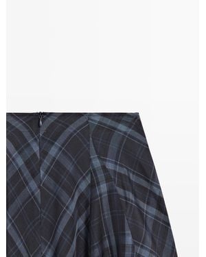 MASSIMO DUTTI Check Print Flowing Godet Skirt - White