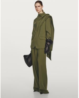MASSIMO DUTTI Wool Blazer With Scarf - Green
