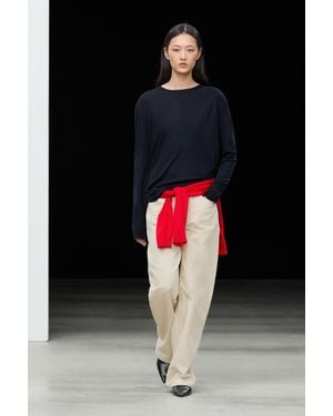 MASSIMO DUTTI T-Shirt Manches Longues En Mélange De Laine - Noir