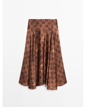 MASSIMO DUTTI Midirok Met Dambordruit - Bruin