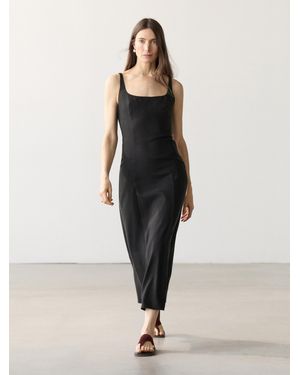 MASSIMO DUTTI Strappy Linen Midi Dress - Natural