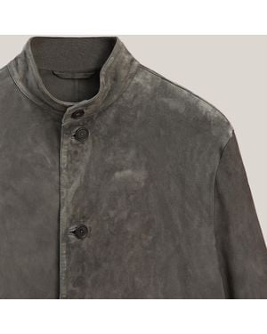 MASSIMO DUTTI Suede Overshirt With Stand-Up Collar - Brown