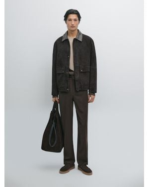 MASSIMO DUTTI Wildlederjacke Mit Kragen-Detail - Mehrfarbig