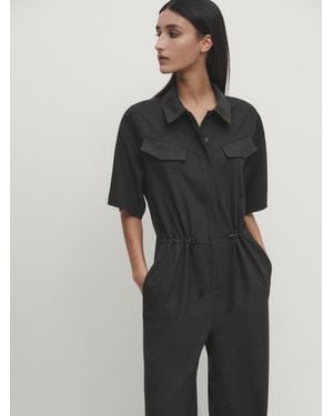 MASSIMO DUTTI Mono Worker Gris - Negro
