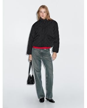 MASSIMO DUTTI Chaqueta Corta Bomber Acolchada - Negro