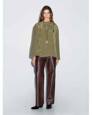 MASSIMO DUTTI Fließende Bluse Mit Voluminösem Kragen - Grün