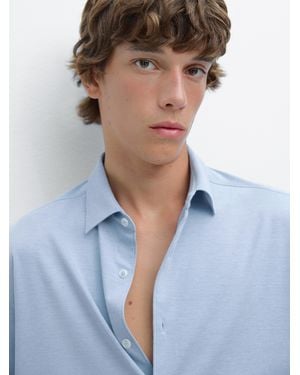MASSIMO DUTTI Slim Fit Stretch Shirt - Blue