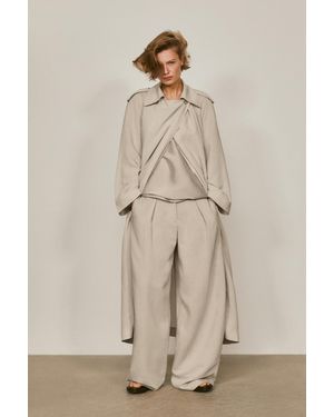 MASSIMO DUTTI Oversize Linen Blend Trench Coat - Natural
