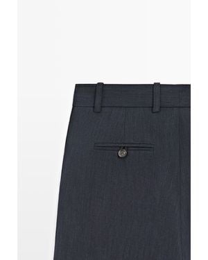 MASSIMO DUTTI Melange Linen Suit Pants - Blue