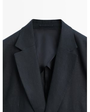 MASSIMO DUTTI 100% Linen Suit Blazer - Blue