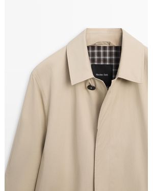 MASSIMO DUTTI Check Cotton Trench Coat With Interior Detail - Blue