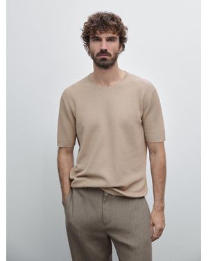 MASSIMO DUTTI Maglia A Maniche Corte 100% Cotone - Neutro