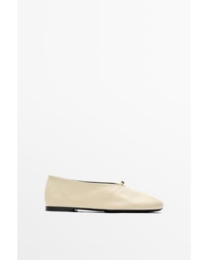 MASSIMO DUTTI Bailarina Piel Soft - Blanco