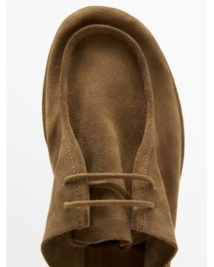 MASSIMO DUTTI Soft Leather Lace-Up Shoes - Brown