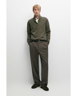 MASSIMO DUTTI Strickpullover Aus Wollmischgewebe Mit Stehkragen - Grün