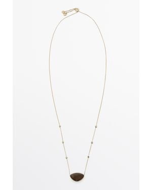 MASSIMO DUTTI Collar Largo Cadena Gema Irregular - Blanco