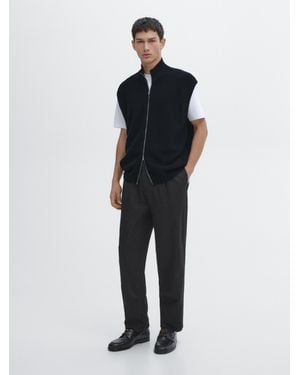 MASSIMO DUTTI Chaleco Punto Cremallera Algodón - Azul