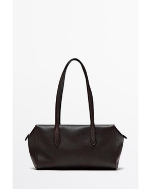 MASSIMO DUTTI Nappa Leather Mini Satchel - Black