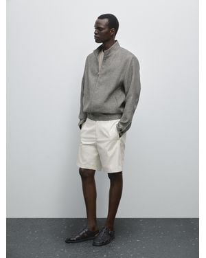 MASSIMO DUTTI Jogger-Bermudashorts Aus Popelin - Weiß