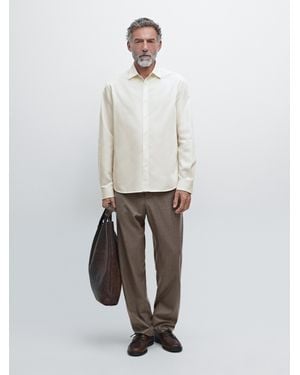 MASSIMO DUTTI Regular-Fit-Hemd Aus Baumwollmischgewebe - Weiß