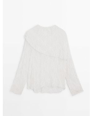 MASSIMO DUTTI Cutwork Lace Blouse - White