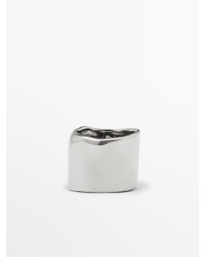 MASSIMO DUTTI Anillo Ancho - Blanco