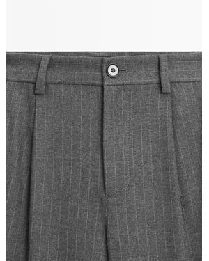 MASSIMO DUTTI Pinstripe Wide-Leg Pants - Multicolor