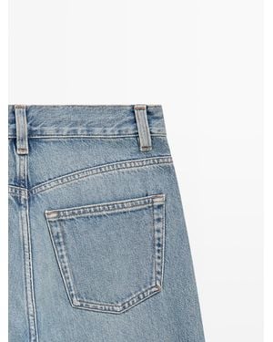 MASSIMO DUTTI Mid-Waist Wide-Leg Jeans - White