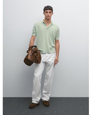 MASSIMO DUTTI Polo En Maille À Manches Courtes - Gris