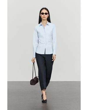 MASSIMO DUTTI Camisa Popelín Mezcla Algodón - Azul