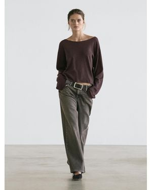 MASSIMO DUTTI Jersey Punto 100% Lana - Marrón