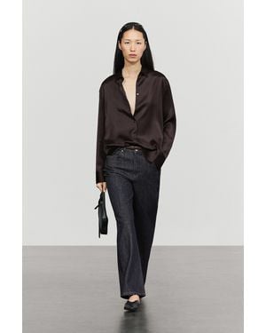 MASSIMO DUTTI Flowing Satin Shirt - Black