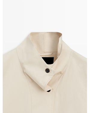 MASSIMO DUTTI Jacket With High Neck Detail - Natural