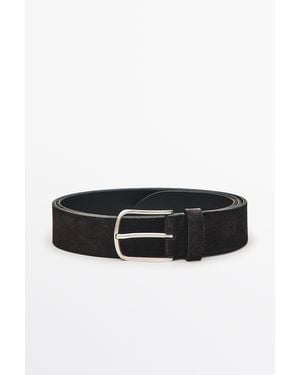 MASSIMO DUTTI Plush Nappa Leather Belt - Black