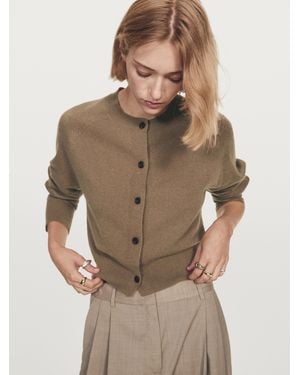 MASSIMO DUTTI 100% Cashmere Long Sleeve Cardigan - Brown