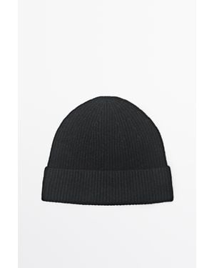 MASSIMO DUTTI 100% Cashmere Knit Beanie - Black