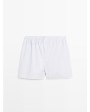 MASSIMO DUTTI 100% Cotton Striped Underpants - White