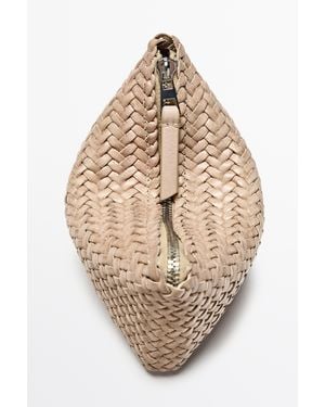MASSIMO DUTTI Braided Nappa Leather Pouch Bag - Natural