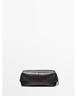 MASSIMO DUTTI Toilettas Van Nappaleer Met Ritssluiting - Wit