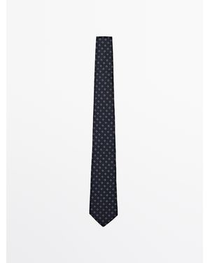 MASSIMO DUTTI 100% Mulberry Silk Tie - White