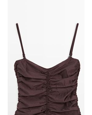 MASSIMO DUTTI Shimmery Gathered Swimsuit - Purple